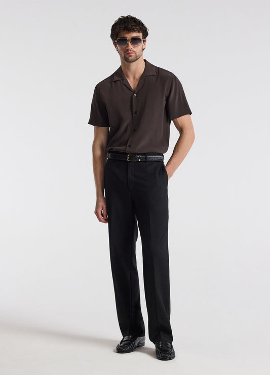 Straight Leg Wool Pants Black