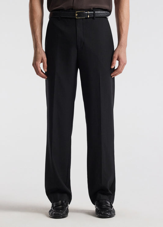 Straight Leg Wool Pants Black