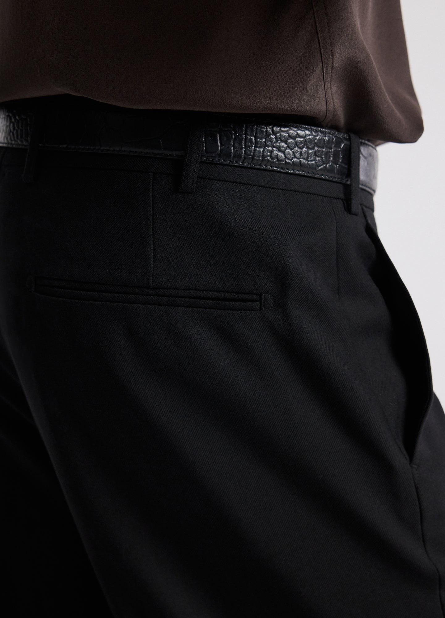 Straight Leg Wool Pants Black