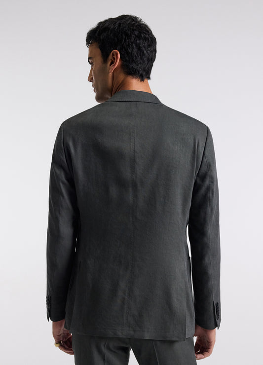 Stretch Linen Blend Suit Jacket Moss