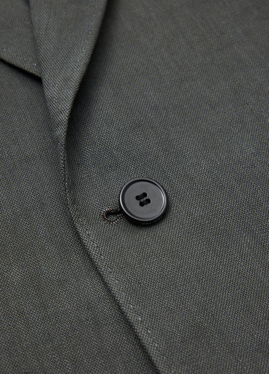 Stretch Linen Blend Suit Jacket Moss