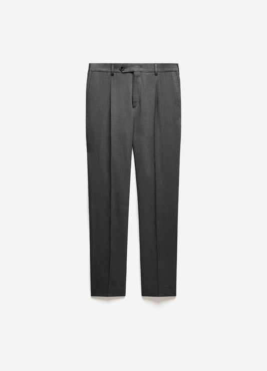 Stretch Linen Blend Suit Pants Moss