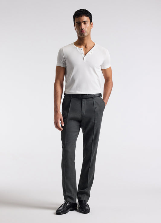 Stretch Linen Blend Suit Pants Moss