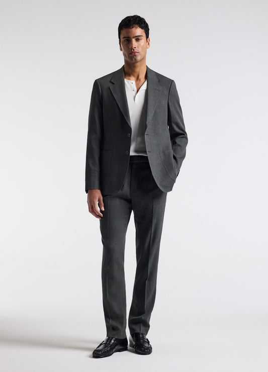 Stretch Linen Blend Suit Pants Moss