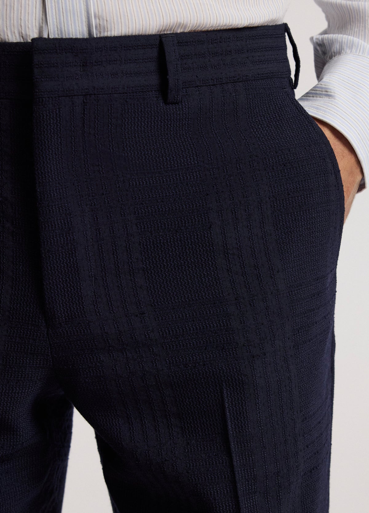 Tailored Shadow Check Suit Pants Navy