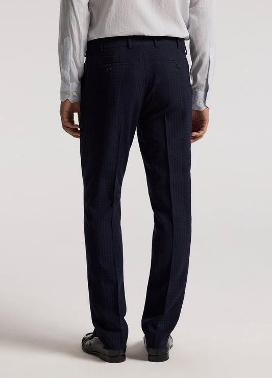 Tailored Shadow Check Suit Pants Navy