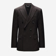 Double-Breasted Linen Blend Suit Jacket Chocolate