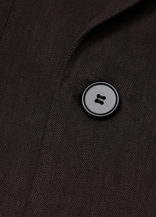 Double-Breasted Linen Blend Suit Jacket Chocolate