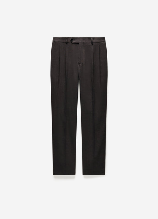 Straight Leg Linen Blend Suit Pants Chocolate