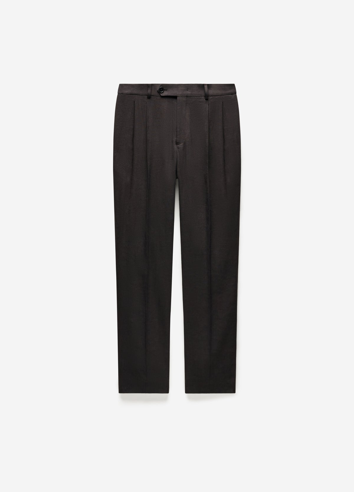 Straight Leg Linen Blend Suit Pants Chocolate