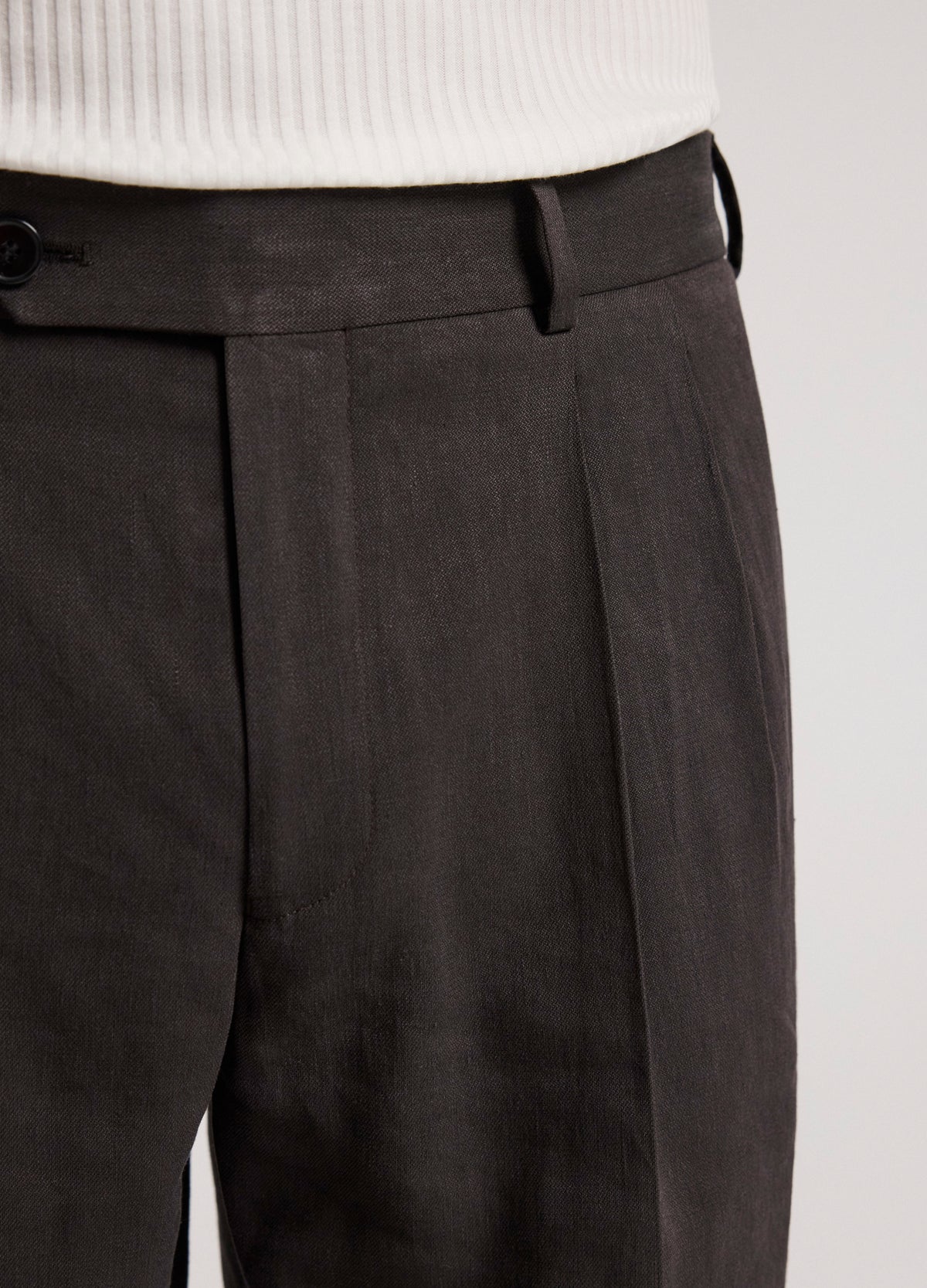 Straight Leg Linen Blend Suit Pants Chocolate