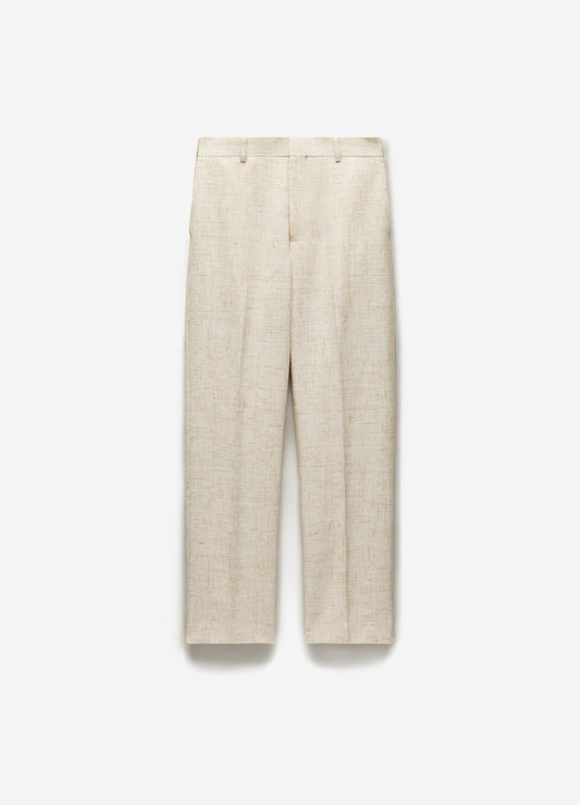 Tailored Crosshatch Suit Pants Cream