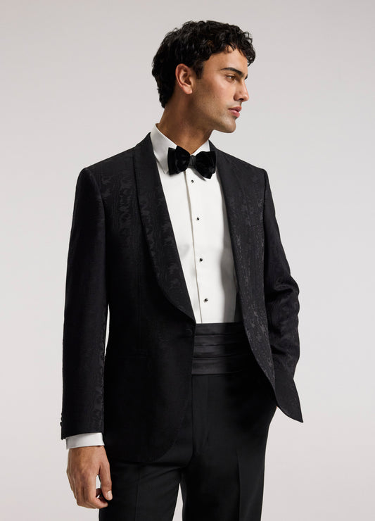 Jacquard Shawl Collar Tuxedo Jacket Black
