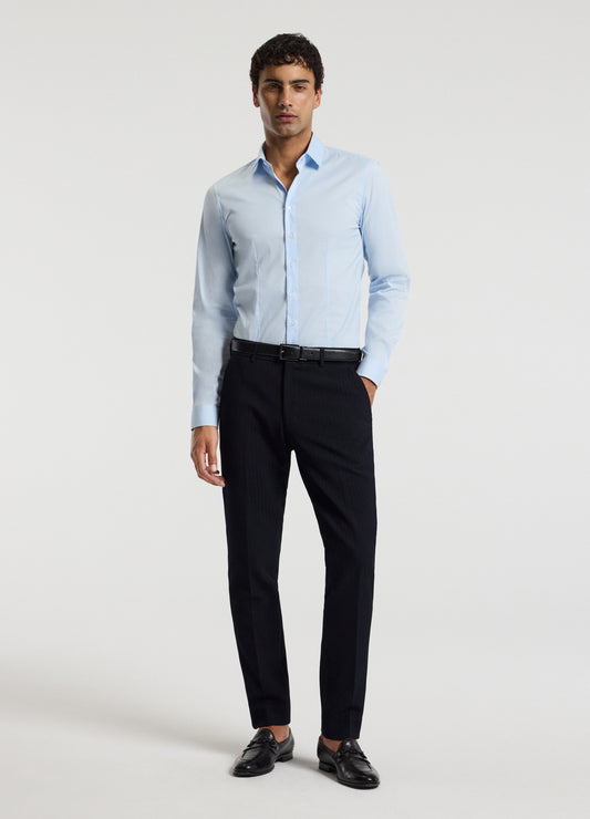 Stretch Cotton Poplin Shirt Light Blue