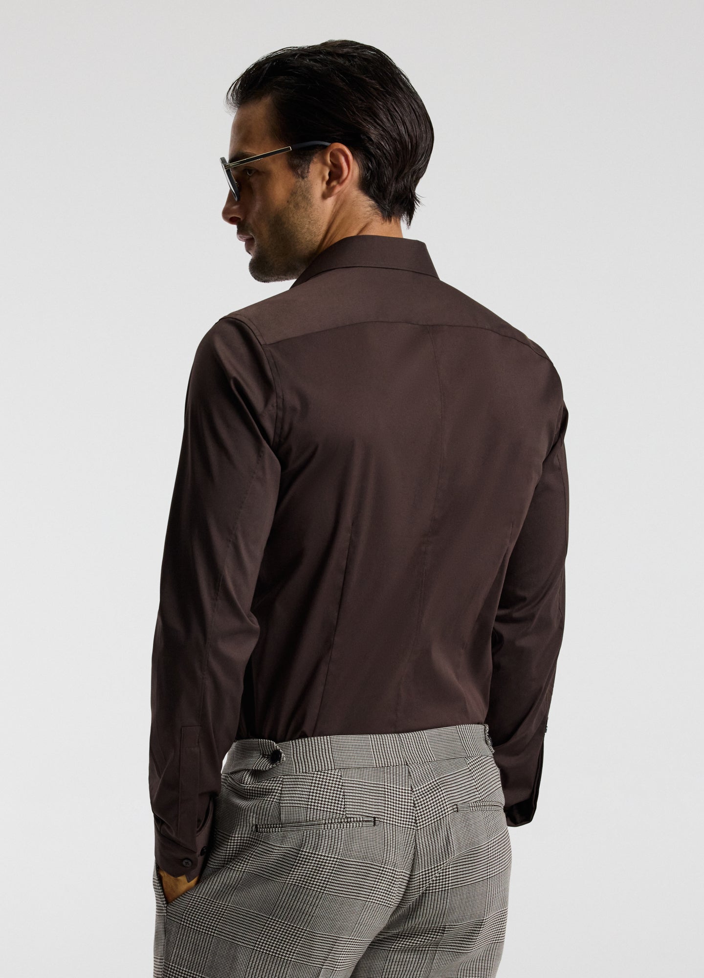 Stretch Cotton Poplin Shirt Chocolate
