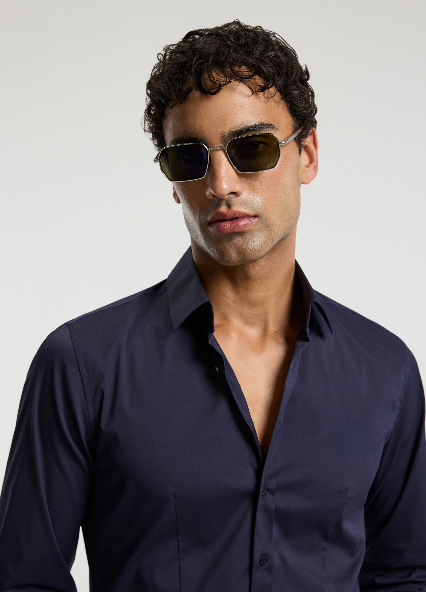 Stretch Cotton Poplin Shirt Navy