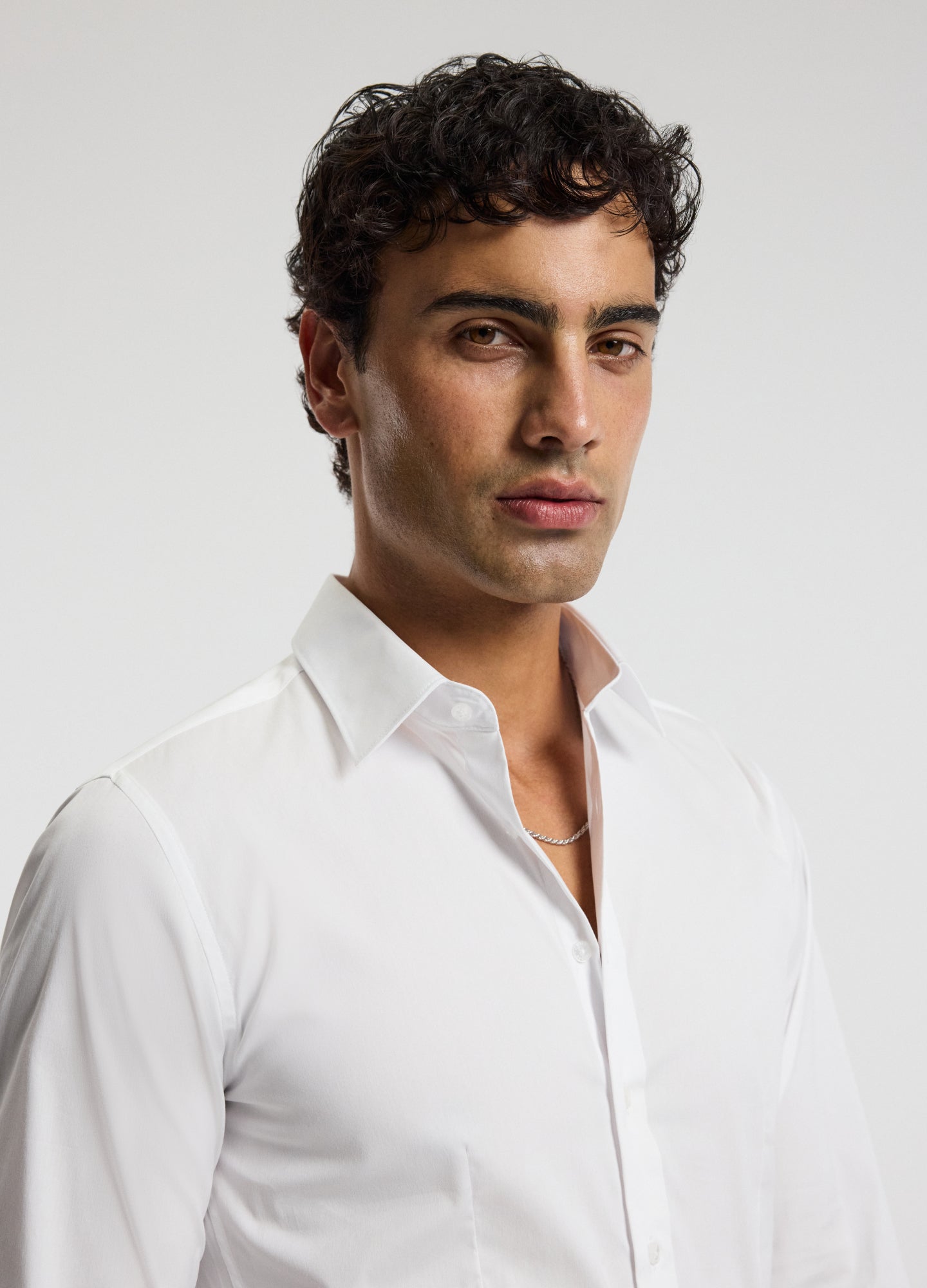 Stretch Cotton Poplin Shirt White