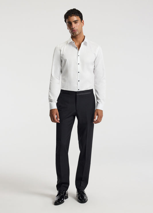 Tailored Fit Studded Twill Evening Shirt White