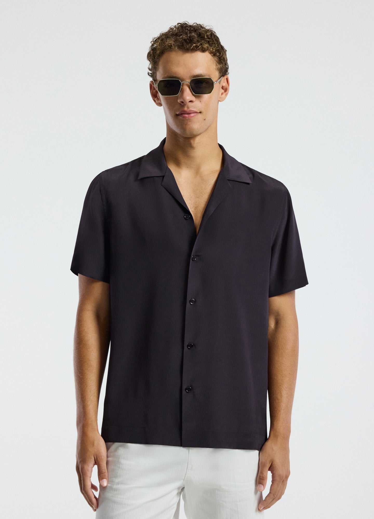 Camp Collar Silk Shirt Currant
