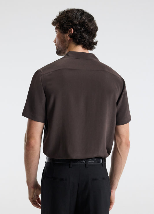 Camp Collar Silk Shirt Espresso