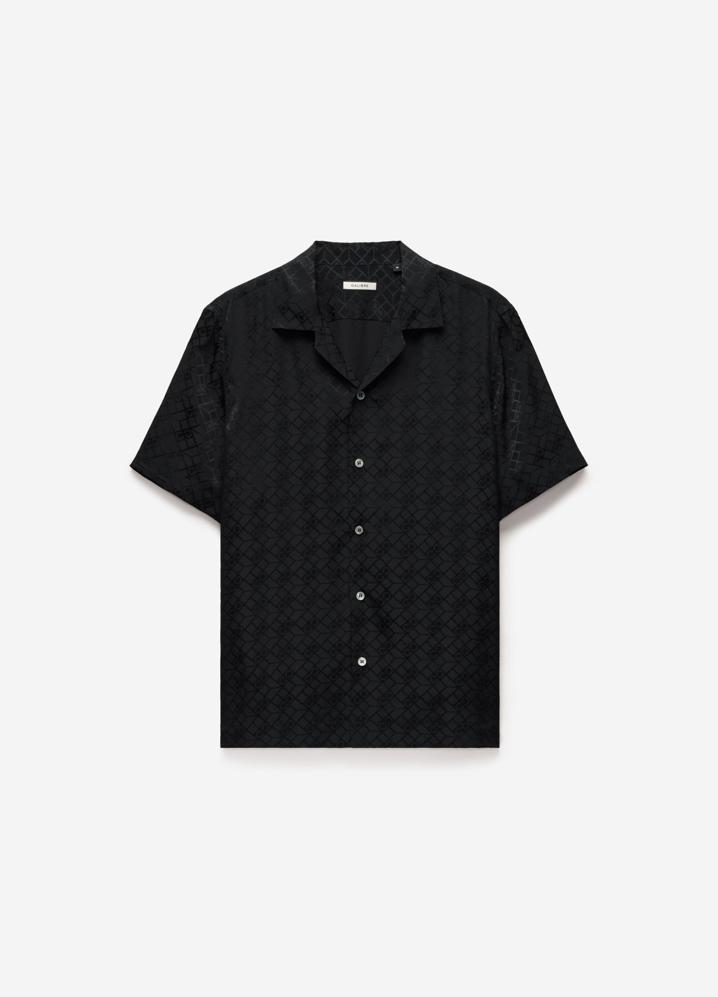 Monogram Silk Short Sleeved Shirt Black