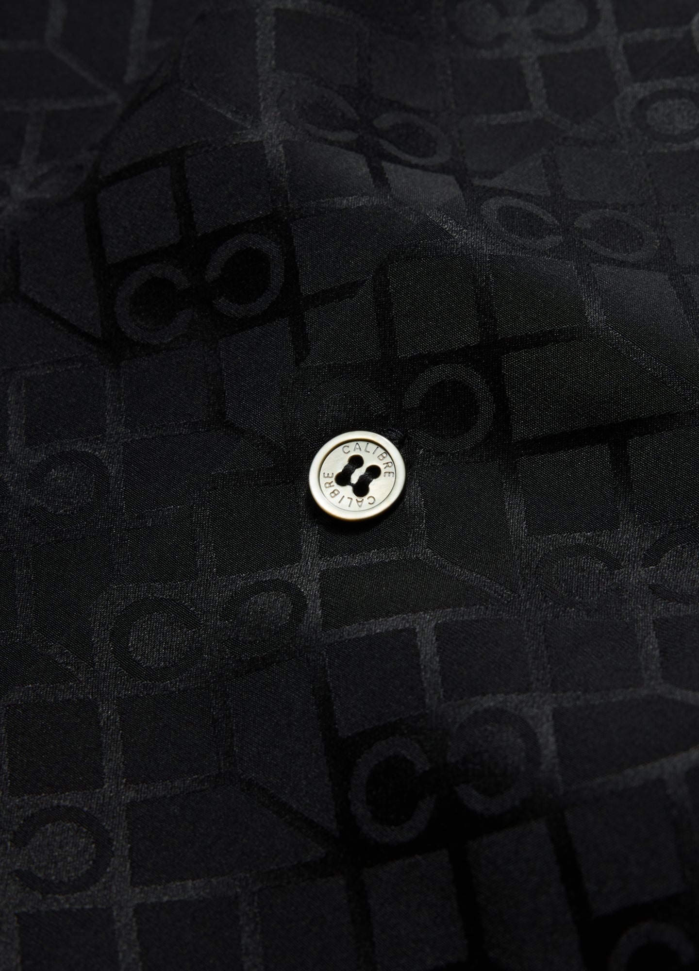 Monogram Silk Short Sleeved Shirt Black