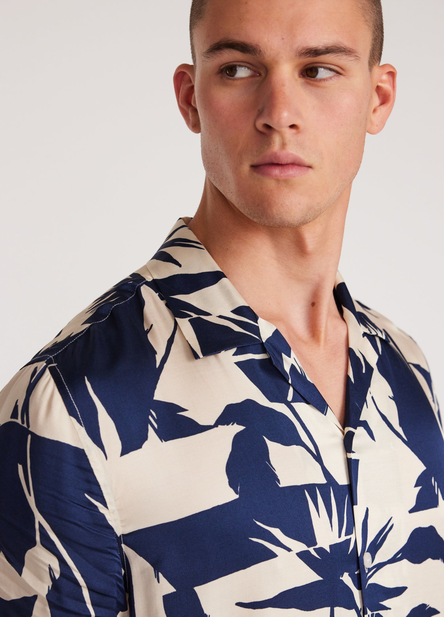 Duo Tone Printed Shirt Navy