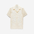Palm Embroidered Silk Short Sleeve Shirt Off White