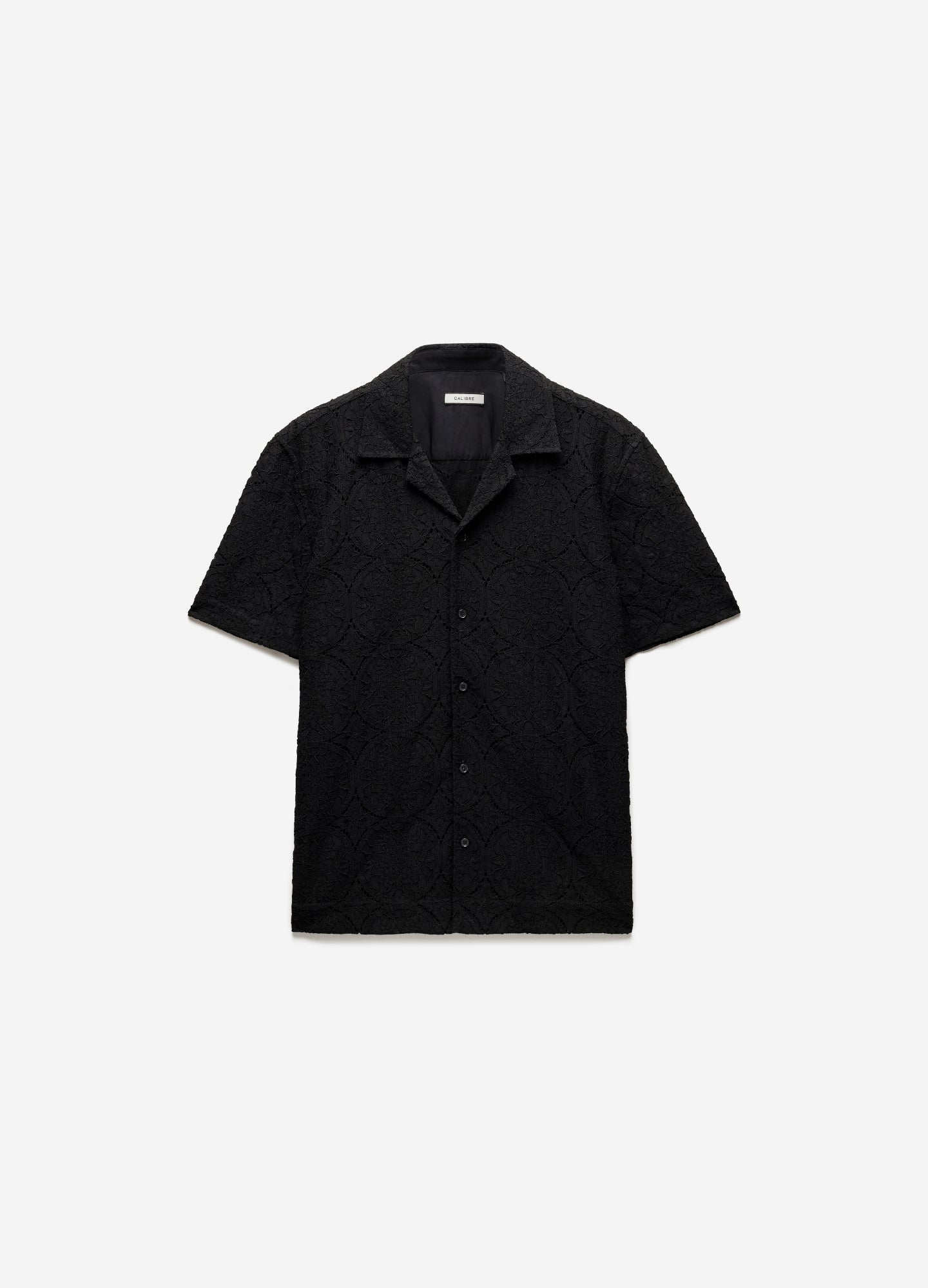 Mosaic Lace Short Sleeve Shirt Black