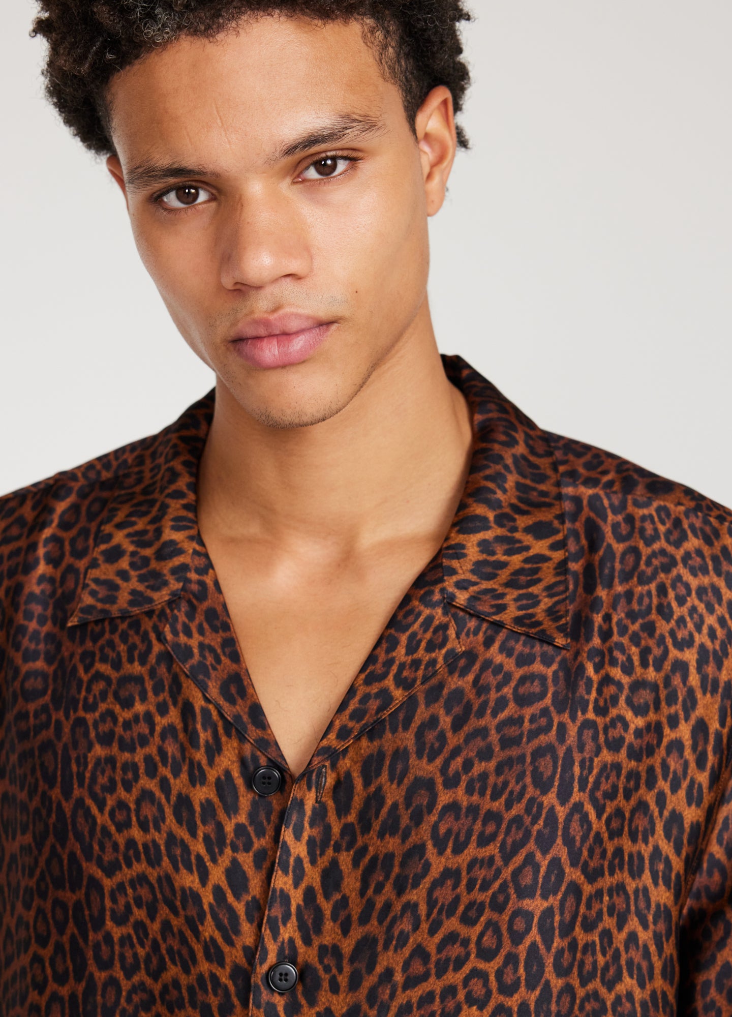 Leopard Print Short Sleeve Shirt Caramel