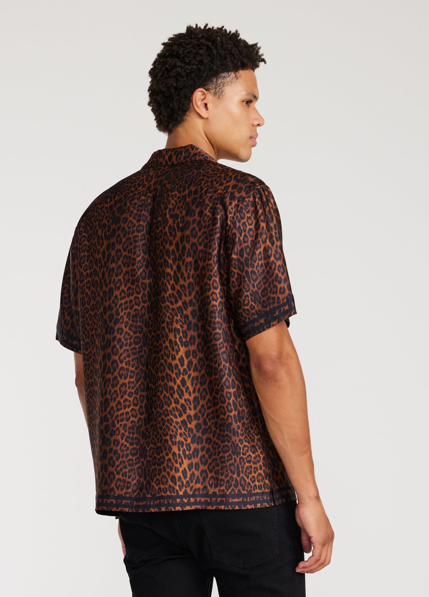 Leopard Print Short Sleeve Shirt Caramel