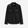 Coated Denim Western Shirt Black