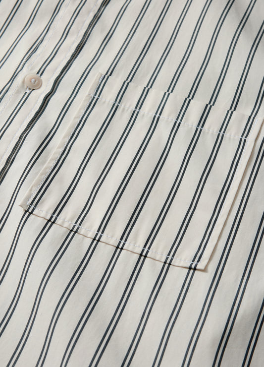 Relaxed Cotton Striped Shirt Black Stripe