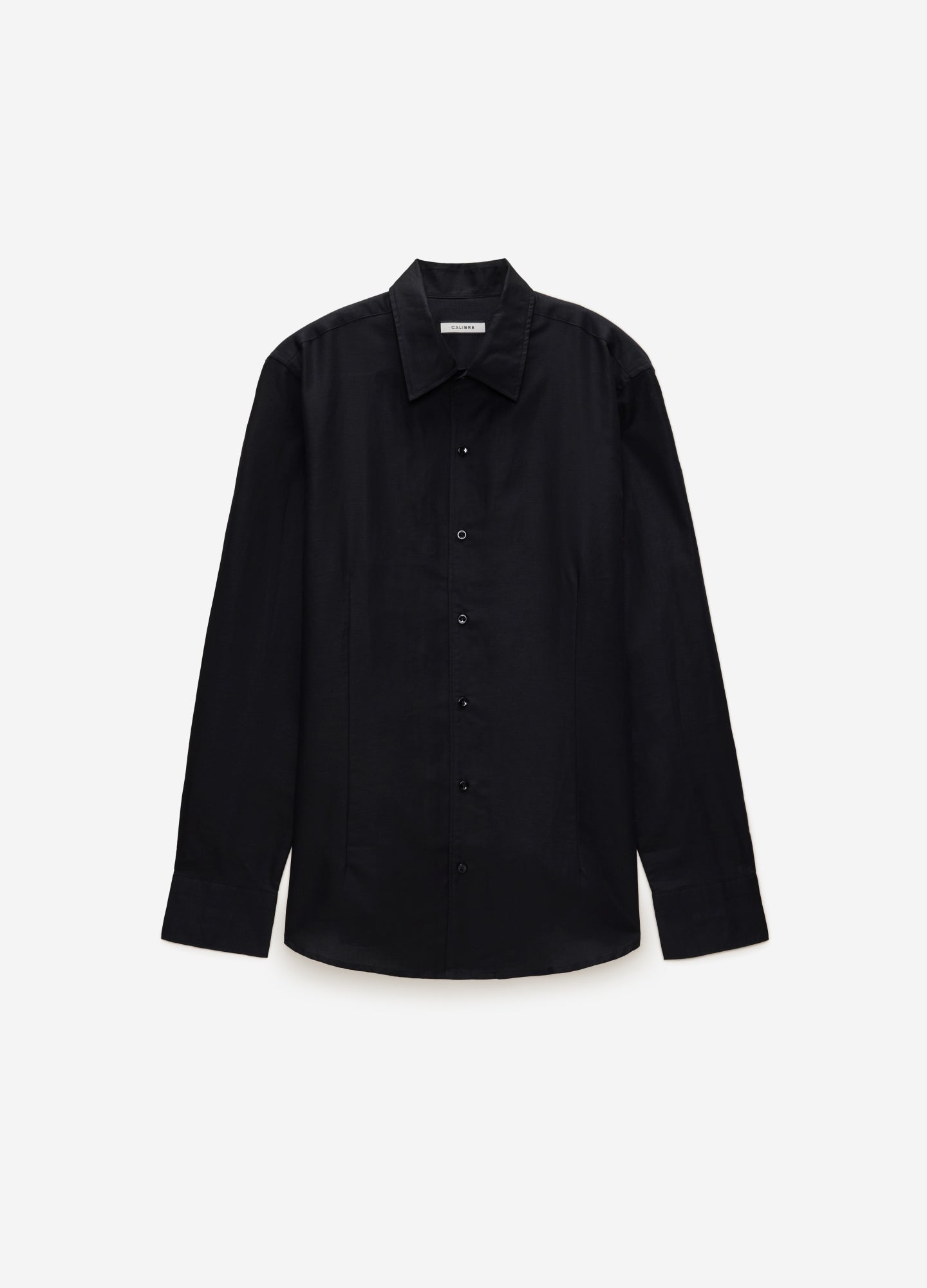 Refined Cotton Linen Shirt Black