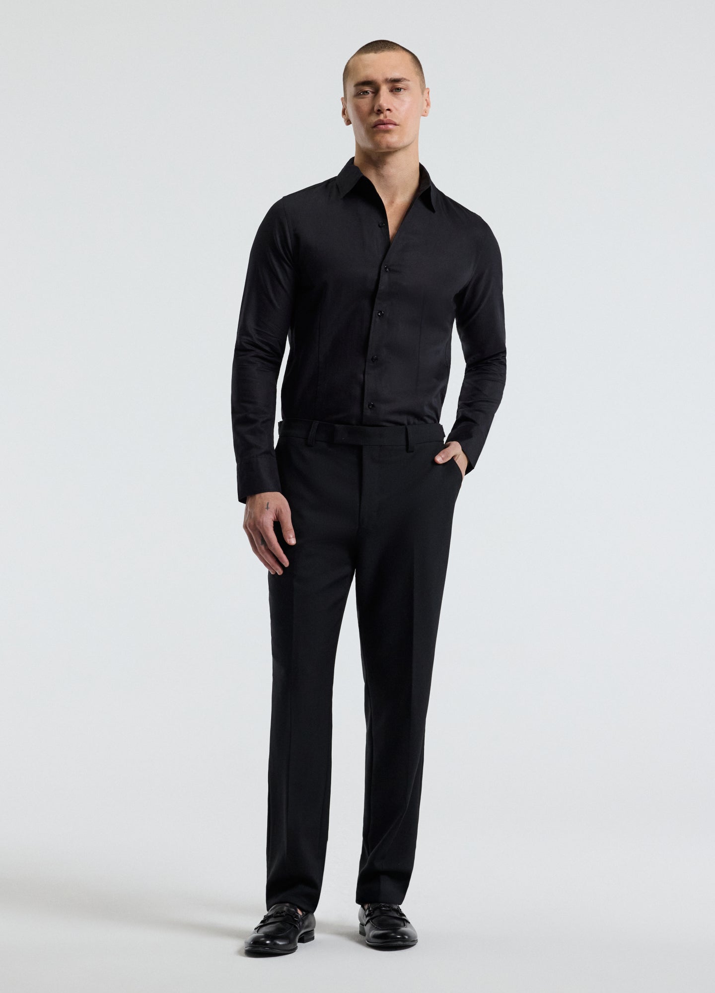 Refined Cotton Linen Shirt Black