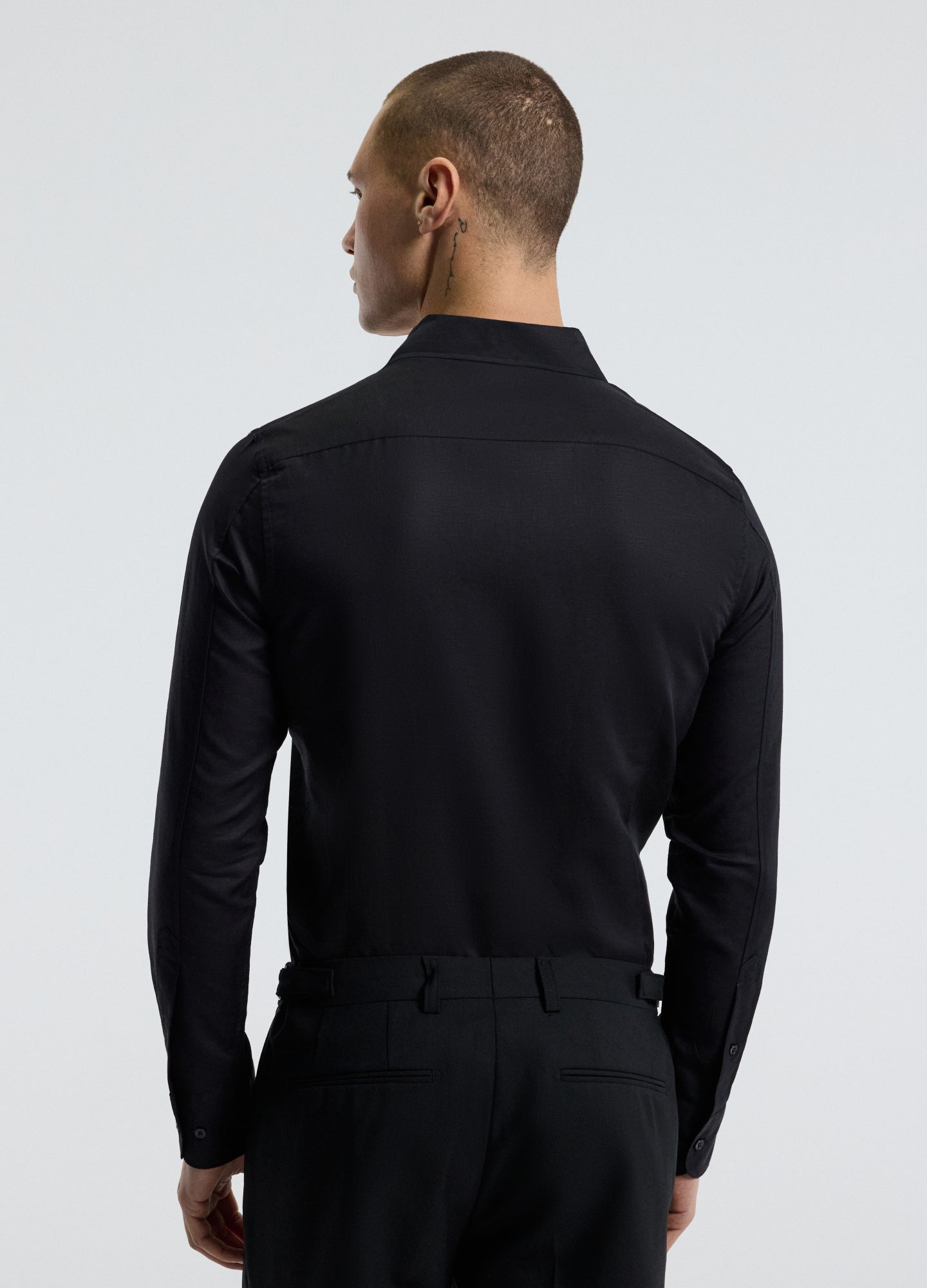 Refined Cotton Linen Shirt Black