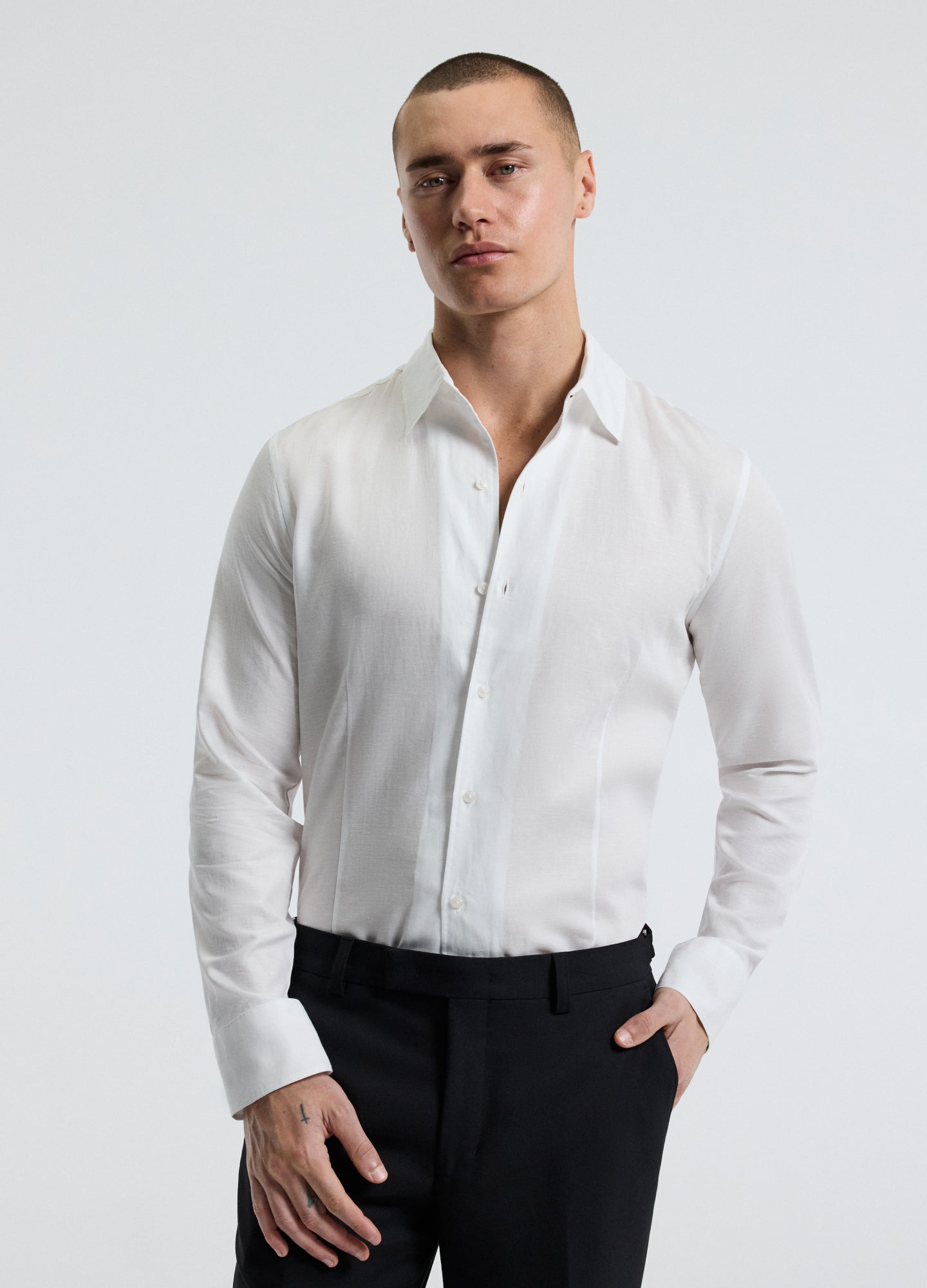 Refined Cotton Linen Shirt White