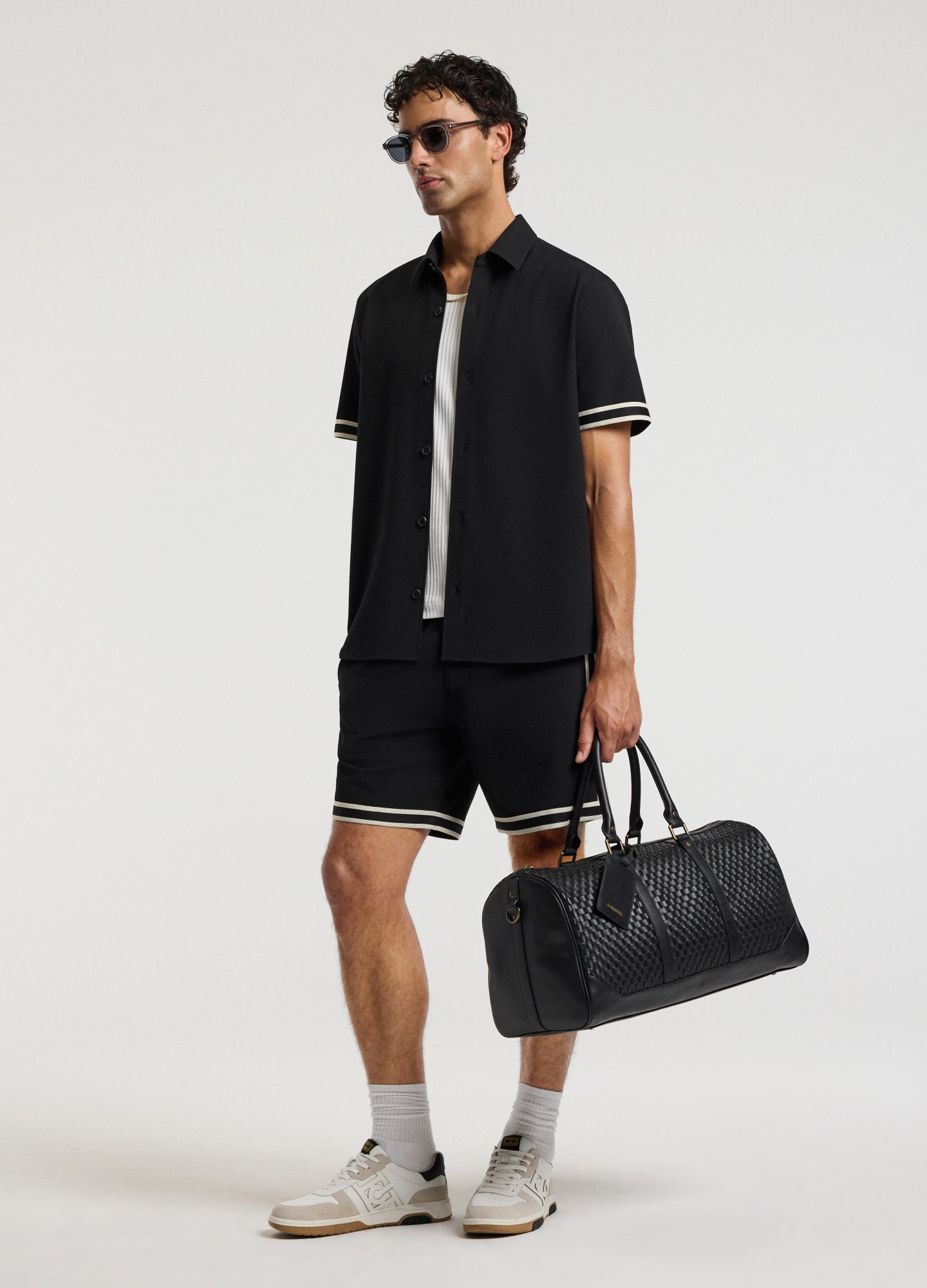 Stripe Trim Tech Overshirt Black