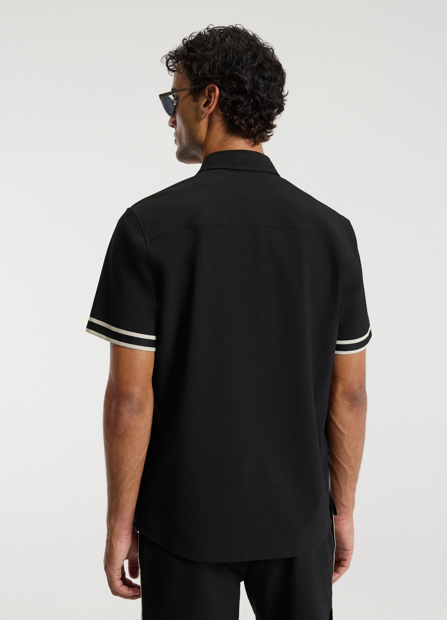 Stripe Trim Tech Overshirt Black