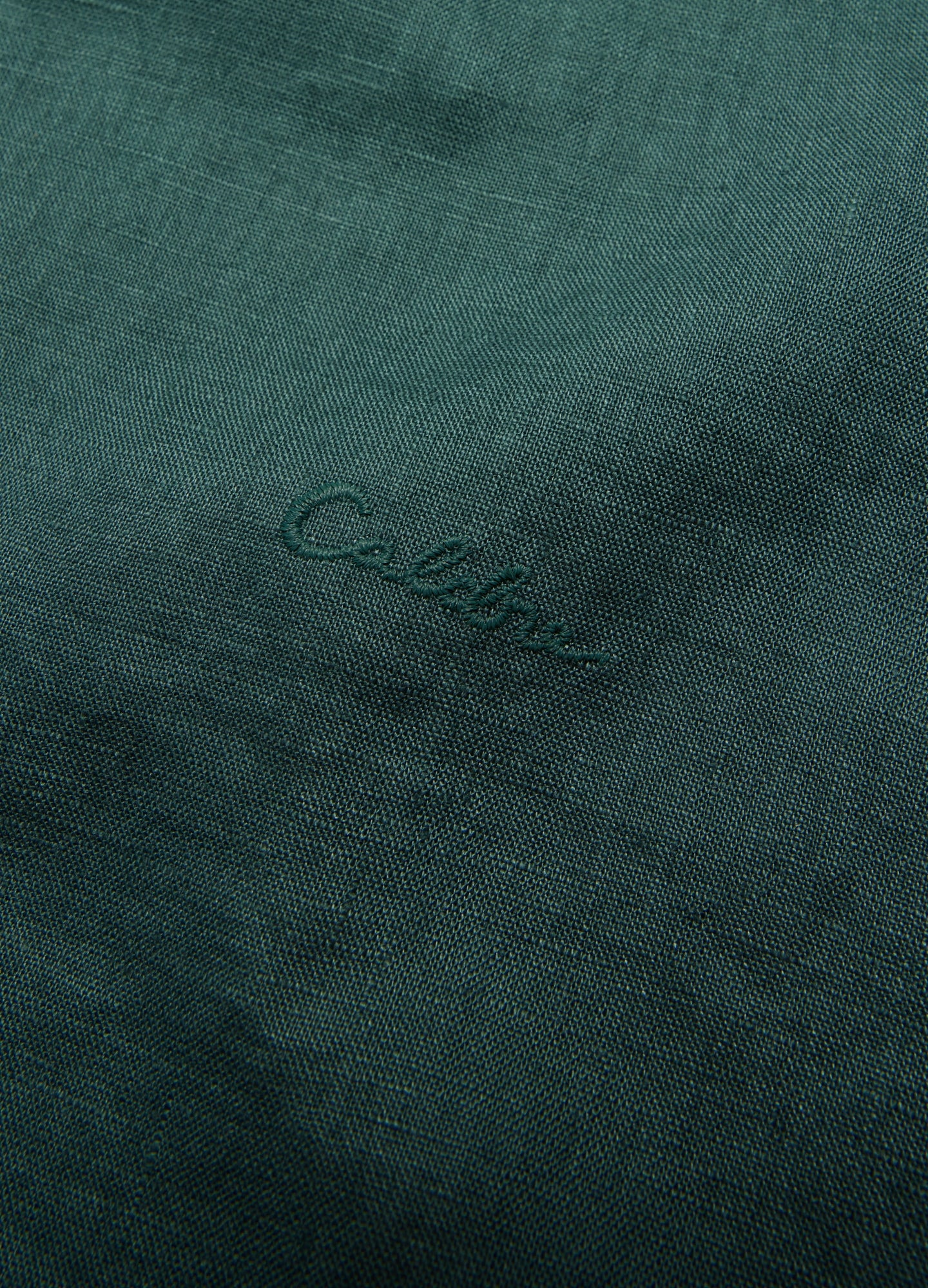 Cuff Detail Short Sleeve Linen Shirt Sea Green