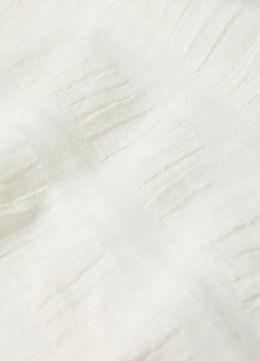 Textured Cotton Linen Short Sleeve Shirt Ivory