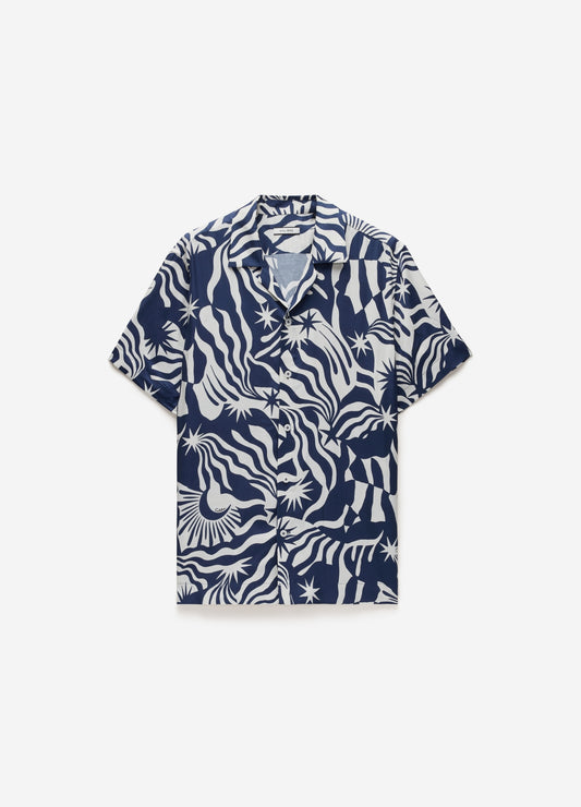 Astro Print Short Sleeve Shirt Navy