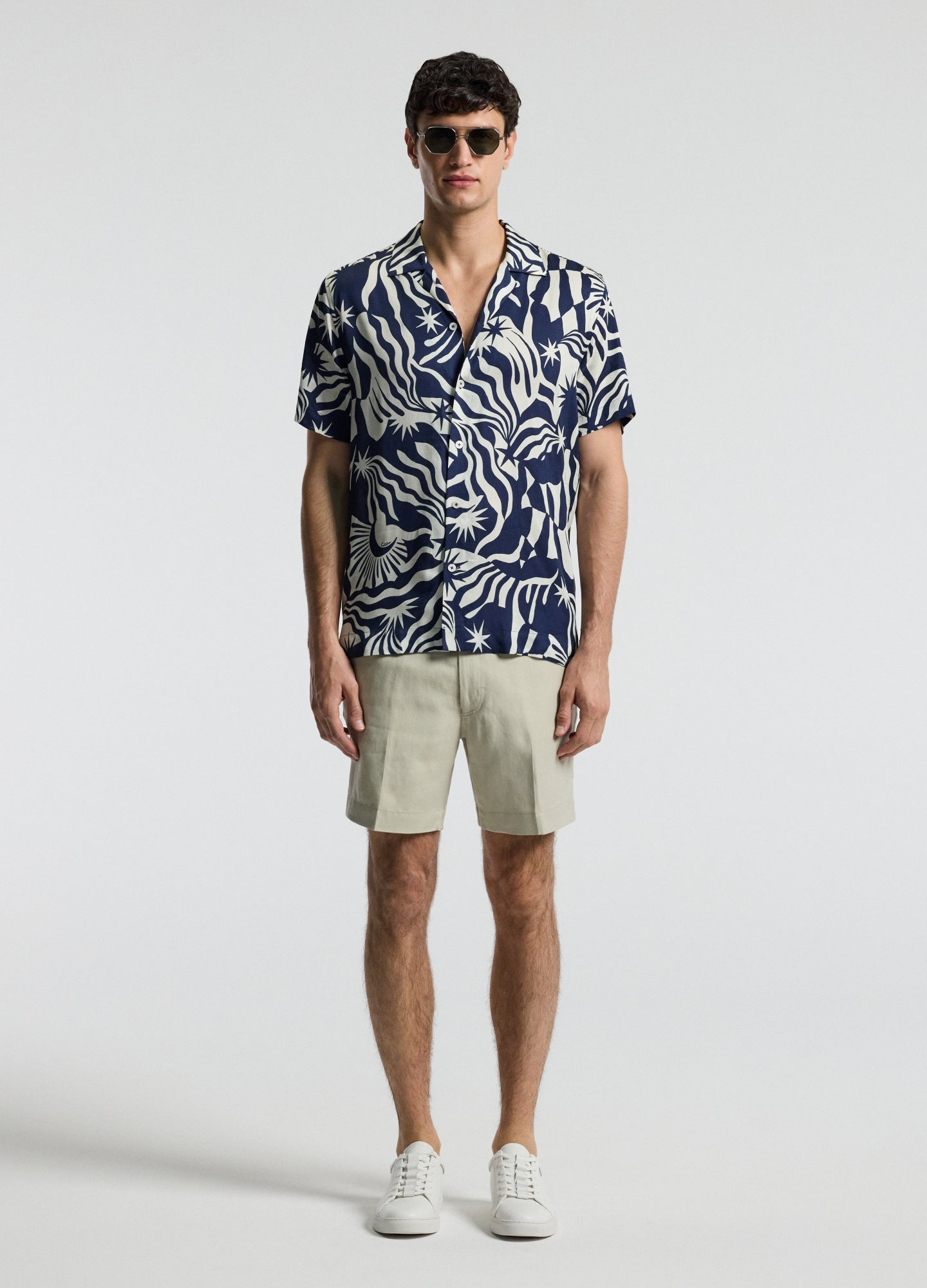 Astro Print Short Sleeve Shirt Navy