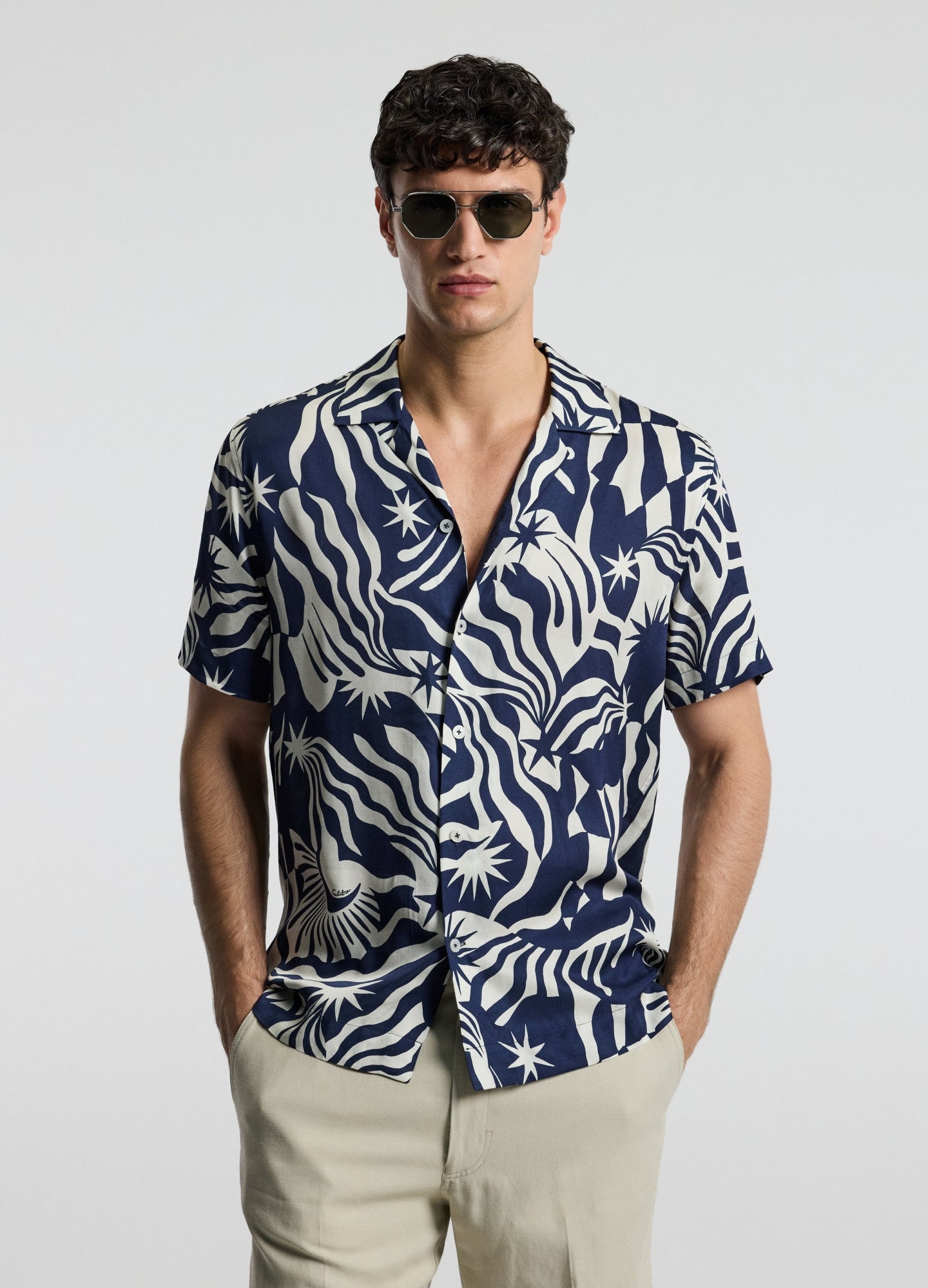 Astro Print Short Sleeve Shirt Navy