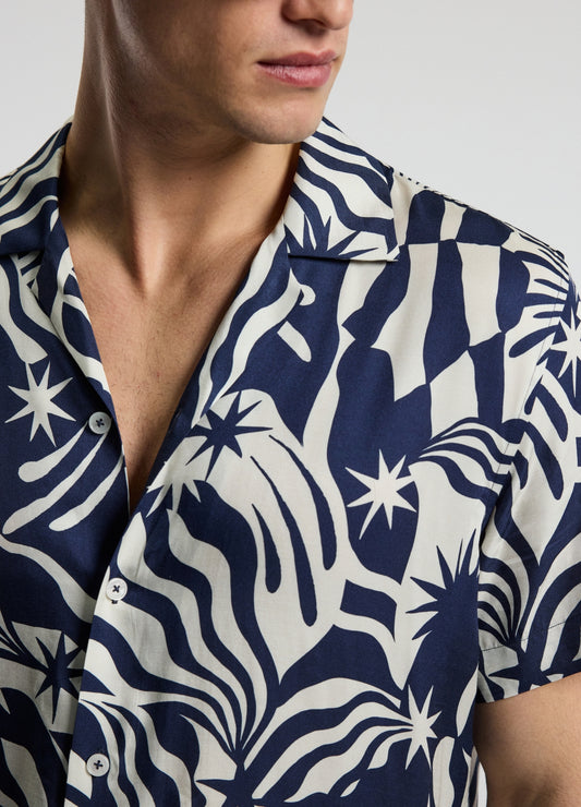 Astro Print Short Sleeve Shirt Navy