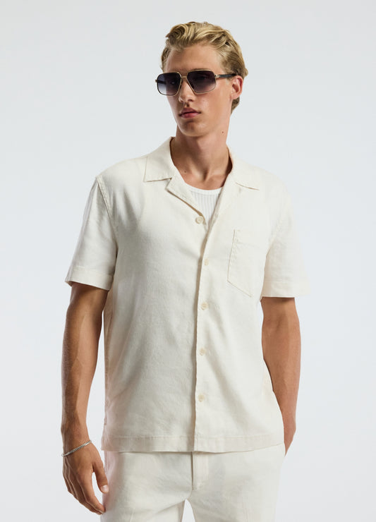 Stretch Linen Short Sleeve Shirt Ivory