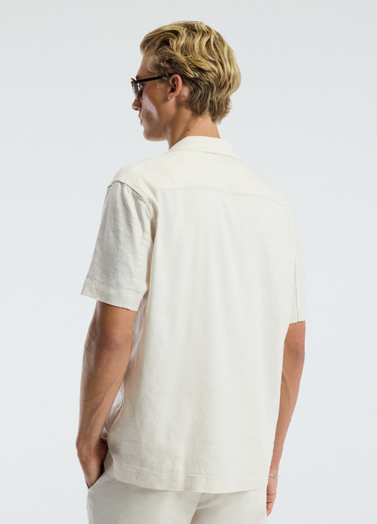 Stretch Linen Short Sleeve Shirt Ivory