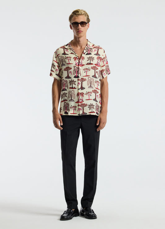 Island Print Short Sleeve Shirt Pink