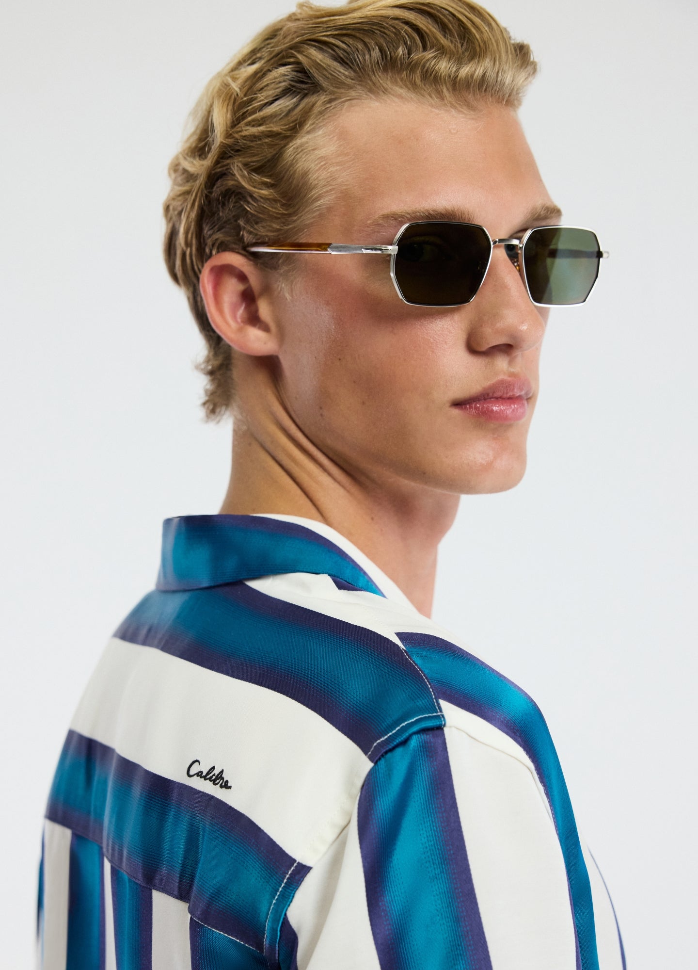 Ombre Stripe Short Sleeved Shirt Pacific