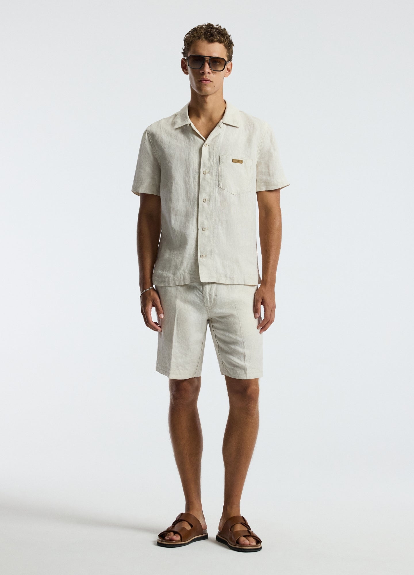 Washed Linen Short Sleeve Shirt Natural